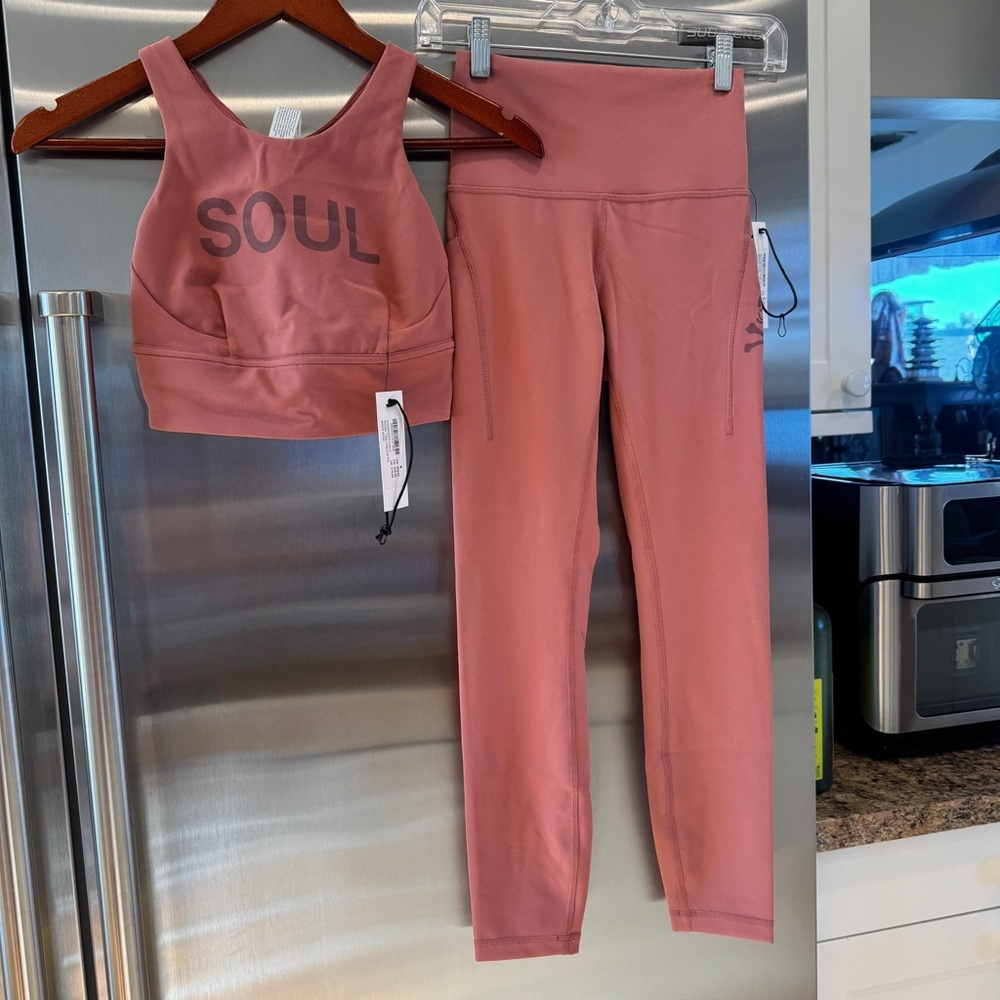 NWT Lululemon Soul Cycle Matching SET - Brier Rose Wunder Train Tight & Long Bra